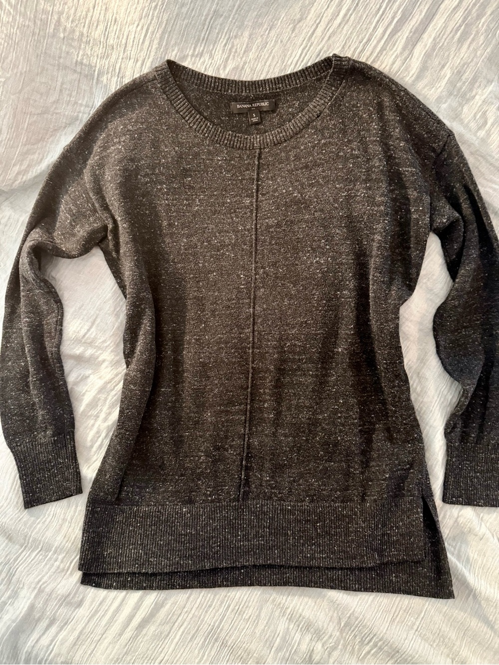 Banana Republic Charcoal Speckled Crew Sweater